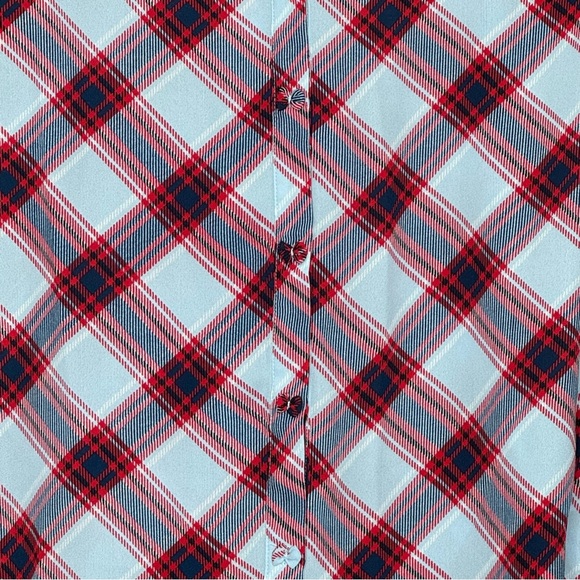Elle S Small Shirt Top Blue Red Plaid Long Sleeve V Neck Button Up Womens - Picture 2 of 7